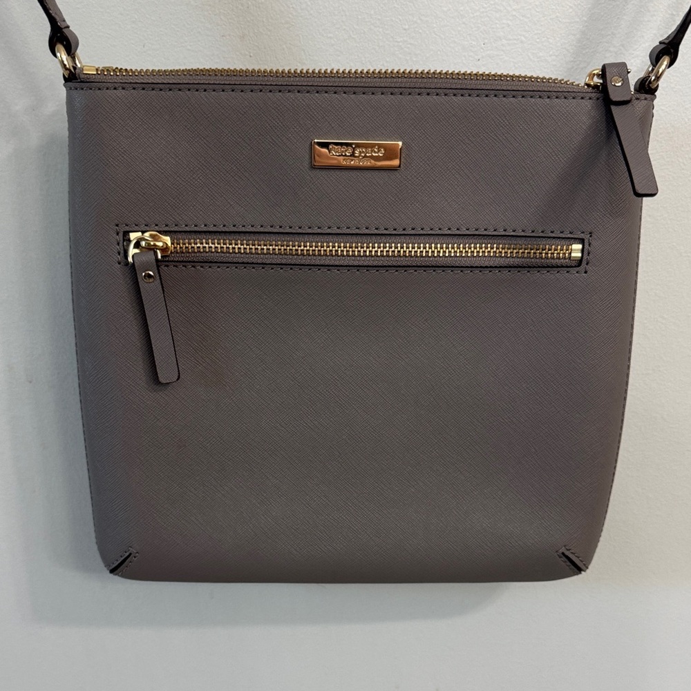 Kate Spade Gray Crossbody Bag with Gold Hardware